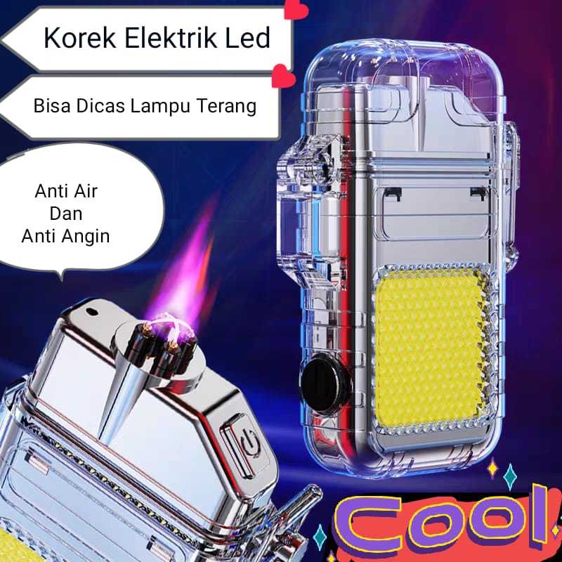 Electric Lighter Korek Api Elektrik Dengan Lampu led Korek Emergency Waterproff Korek Api Bara