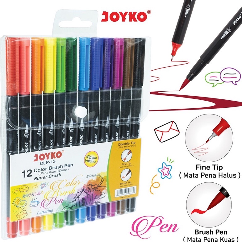 

KODE L45J Color Brush Pen Pena Kuas Warna Joyko CLP13 12 Warna Color