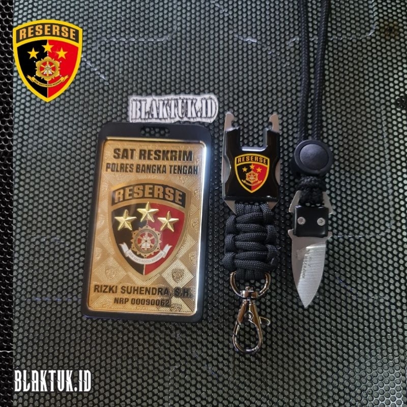 

plat id name tag RESERSE KRIMINAL full set holder dan lanyard