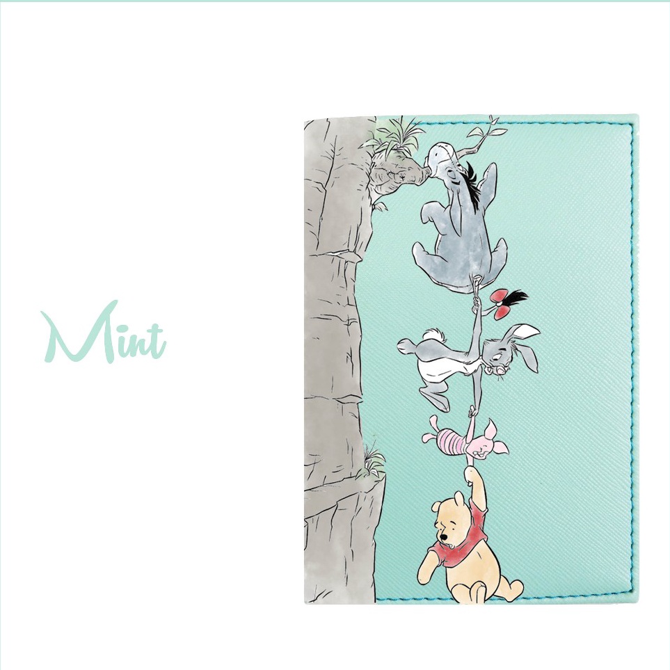 KODE V1E CUSTOM POOH FAMILY COVER CASE SAMPUL TEMPAT SARUNG PASPOR PASSPOR PASSPORT HOLDER LEATHER B
