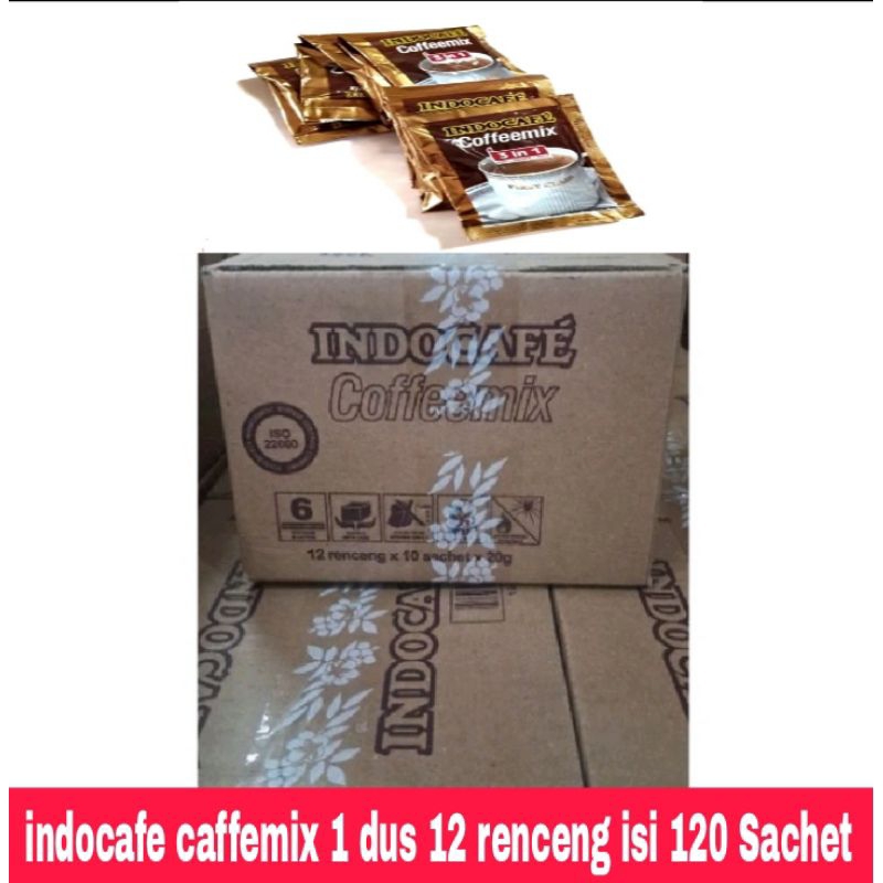 

Kopi Indocafe CoffeMix 3In1 Kemasan Karton/Dus isi 12 Rencengx10 Sachet