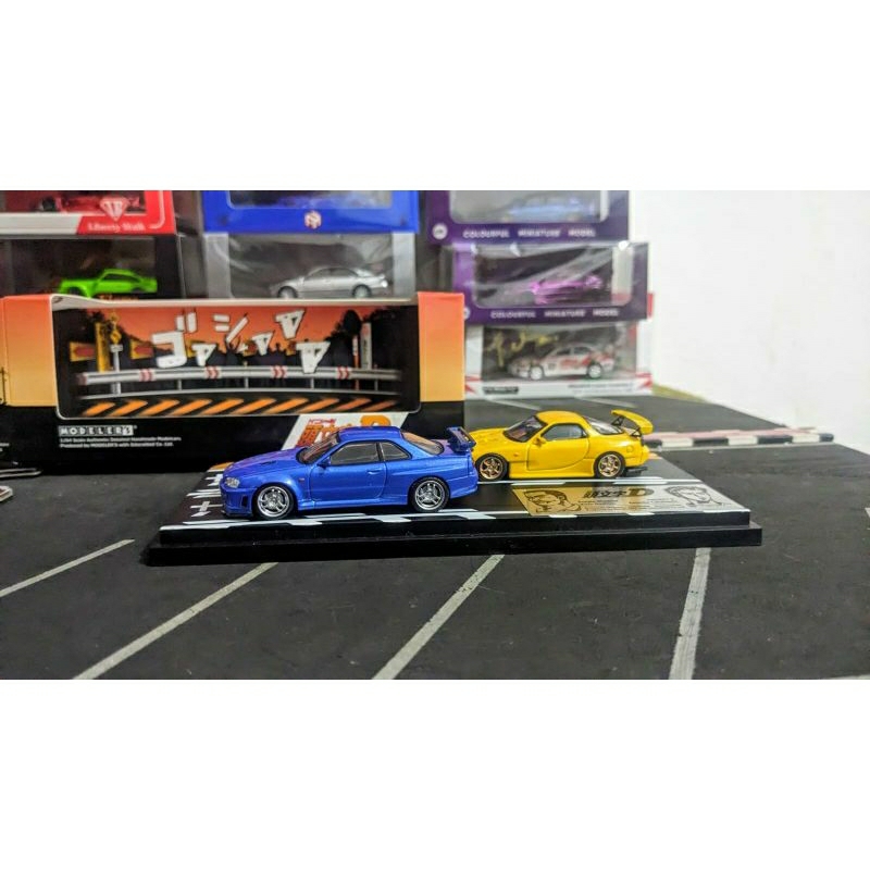 Diecast Modelers Initial D Set 2psc Nissan Skyline GTR R34 & Mazda RX7