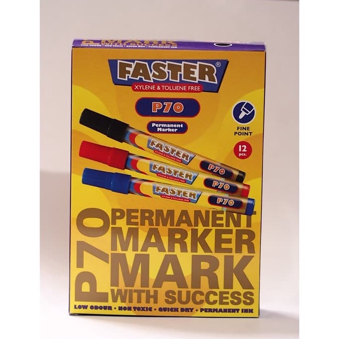 

KODE Q66O Faster P7 Permanent Marker isi 12 pcs Black Blue dan Red