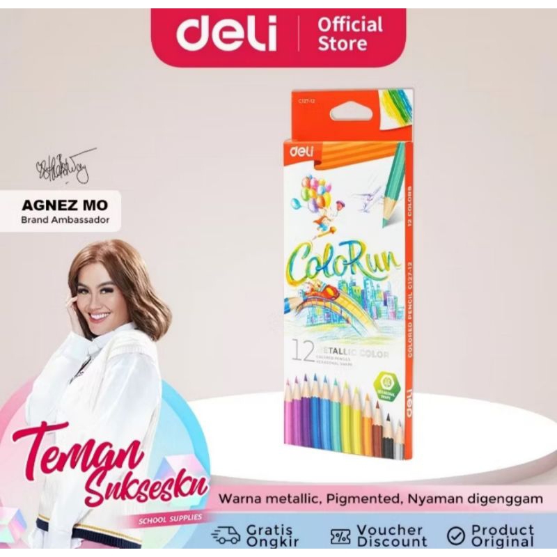 

Deli Pensil Warna Colorun Metallic Color (isi 12 Warna).