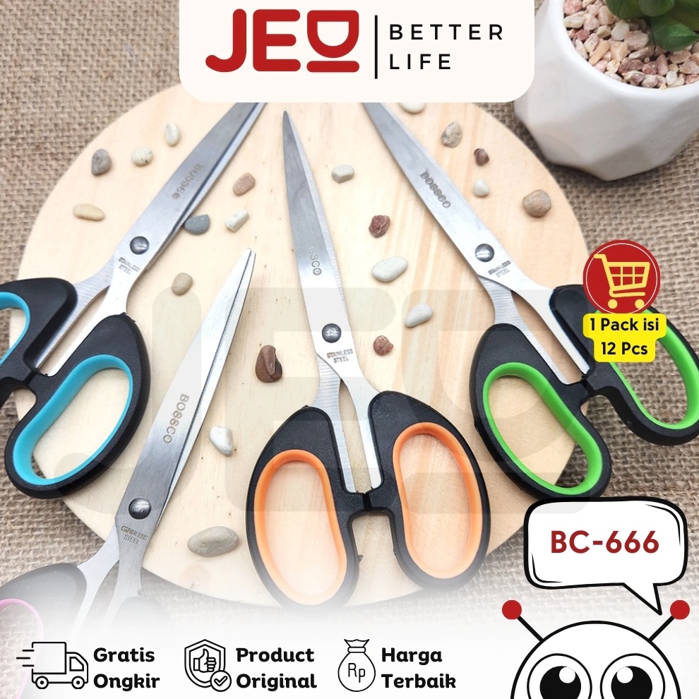 

KODE N52E 1 lembar 12 pcs Gunting Scissors BOSSCO 65 Inch BC666