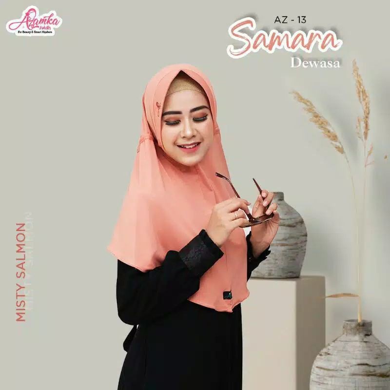 Baru Hijab Instan Azamka Samara Dewasa Ukuran M Kerudung Instan Serut AZ 13 jersey premium