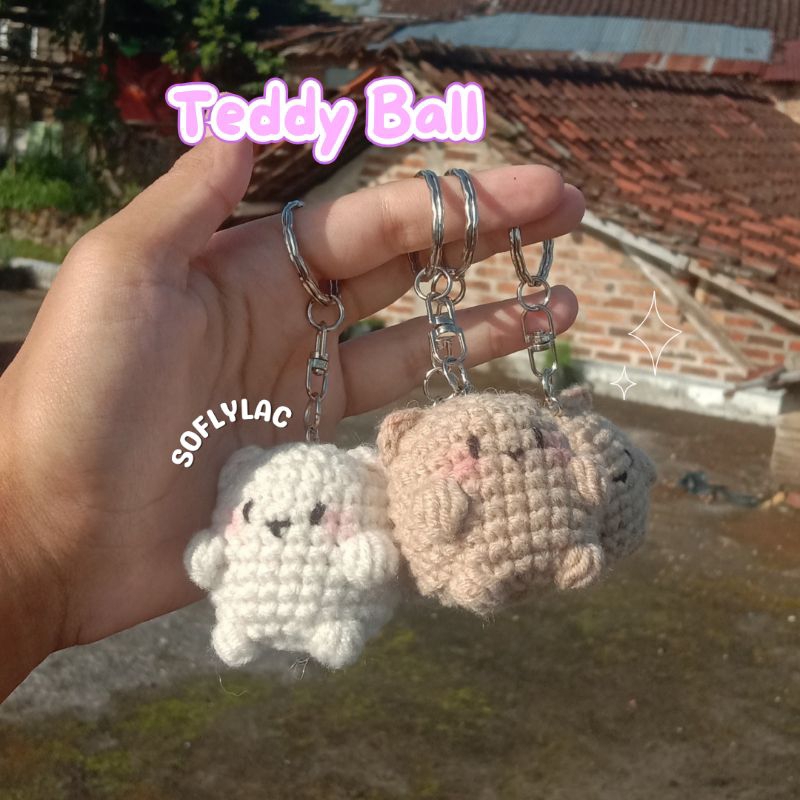 (READY) Amigurumi Keychain Mini Teddy Bear Gantung Kunci Boneka Rajut Teddy Ball Beruang Mini