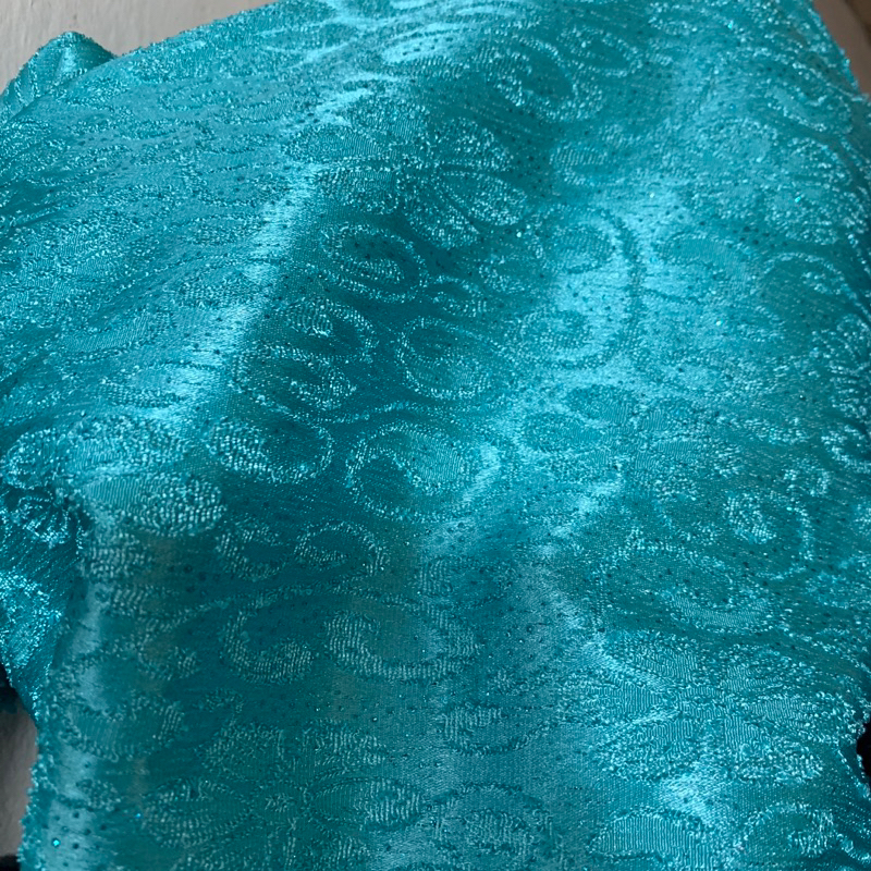 kain jacqguard silk emboss - kain jacqguard silk - kain jacqguard premium - WARNA BIRU TOSCA