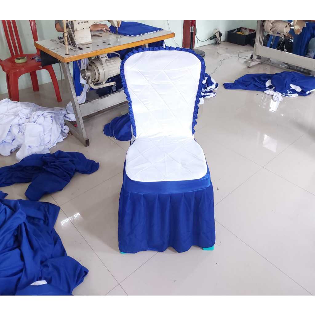 SARUNG KURSI NAPOLLY PLASTIK 209  BIRU PUTIH - PLUS PITA BUSA - SARUNG KURSI NAPOLLY 209