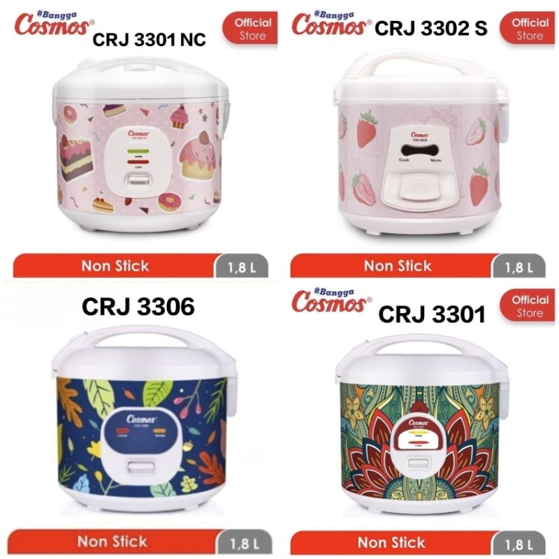 Magic Com Cosmos 3IN1 Kapasitas 1.8 Liter CRJ 3301, CRJ 3301 NC, CRJ 3302 S Dan CRJ 3306