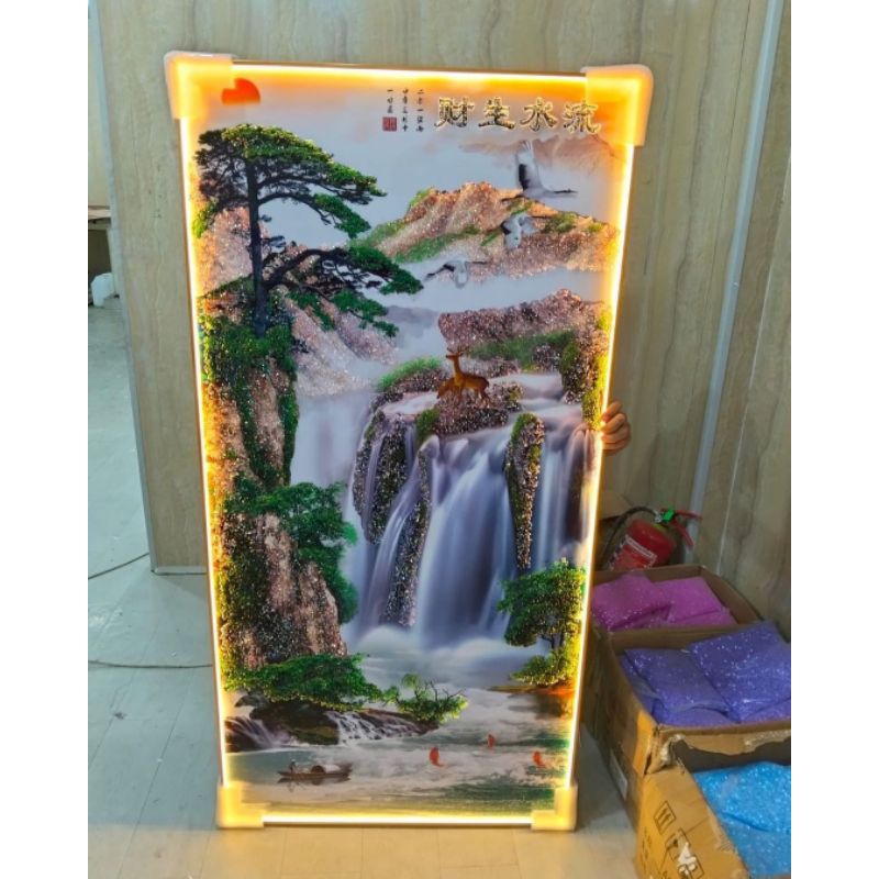 lukisan Porcelain Diamond 5d pemandangan LED