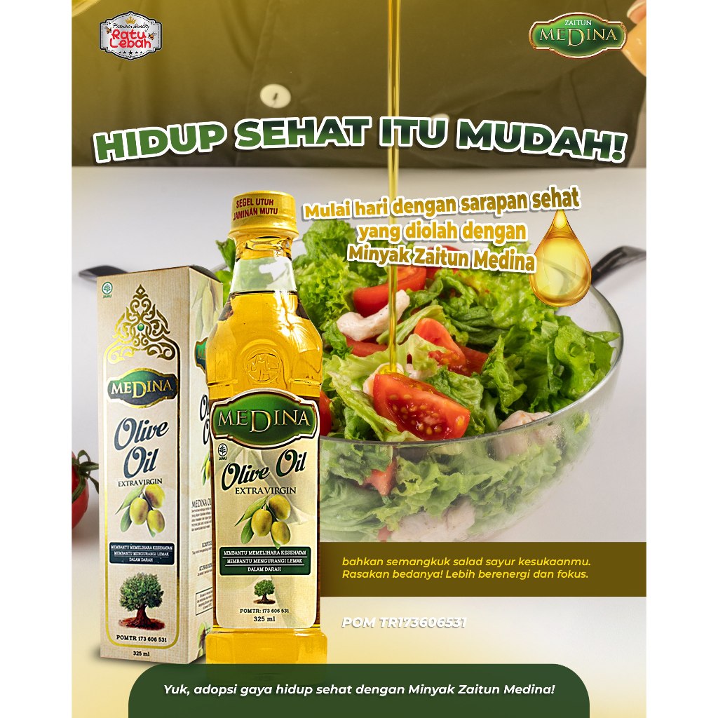

MEDINA ZAITUN EXTRAK VIRGIN 325ml Olive Oil 100% Murni Bisa Untuk Diminum Untuk Perawatan Kecantikan Dan Untuk Urut