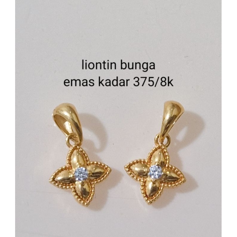 Liontin bunga emas kadar 375/8k