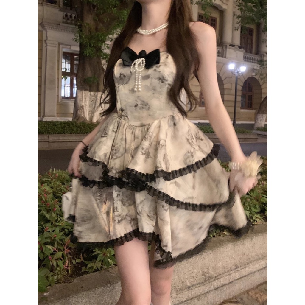 Mini Dress Premium Import Korea Gaun Pendek A-line Gaun Pesta Tanpa Lengan
