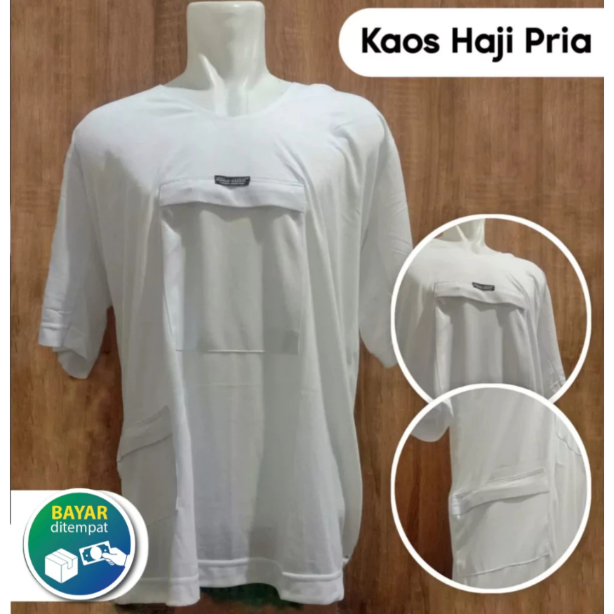 Baju Kaos Haji Umroh Pria Oblong Lengan Pendek Bahan Adem Perlengkapan Haji dan Umroh