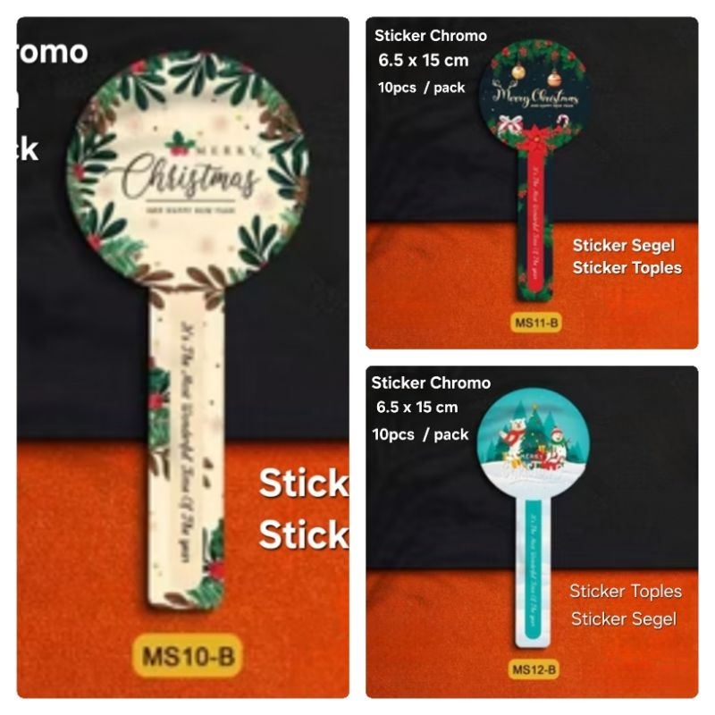 

10pcs Sticker Toples Panjang 6.5x15cm Natal Christmas