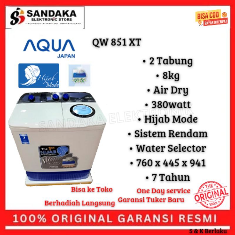 Aqua Mesin Cuci - QW 851 - Mesin Cuci Elektronik - PEngering Pakaian - Mesin Cuci Murah