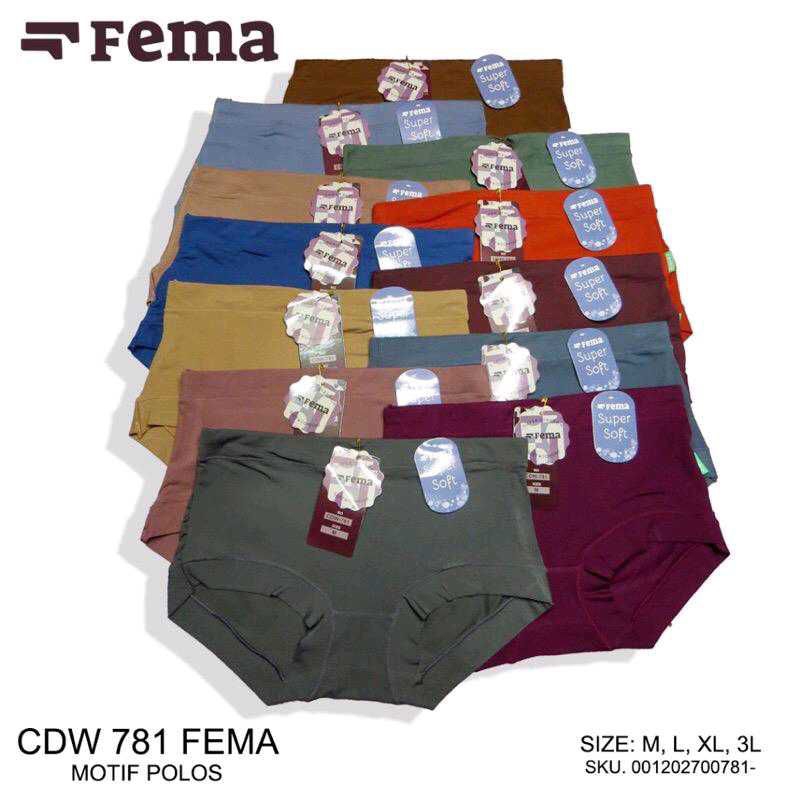 Promo 6,12Pcs CD Fema 1131 Celana Dalam Fema Highwaist