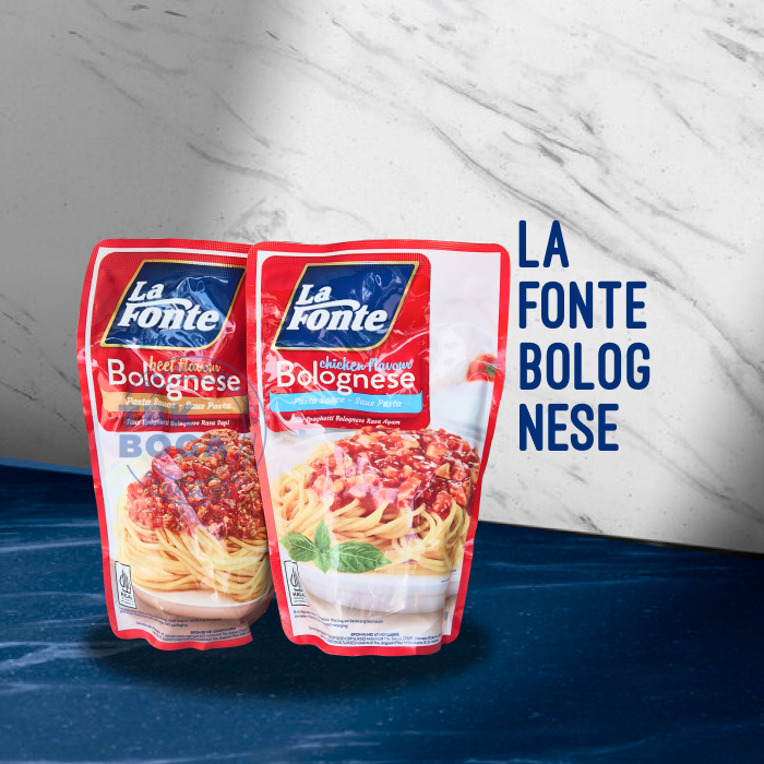 

La Fonte Bolognese ( Ayam 290 gr, Sapi 315 gr ) Saus Chicken Beef Pasta Instant