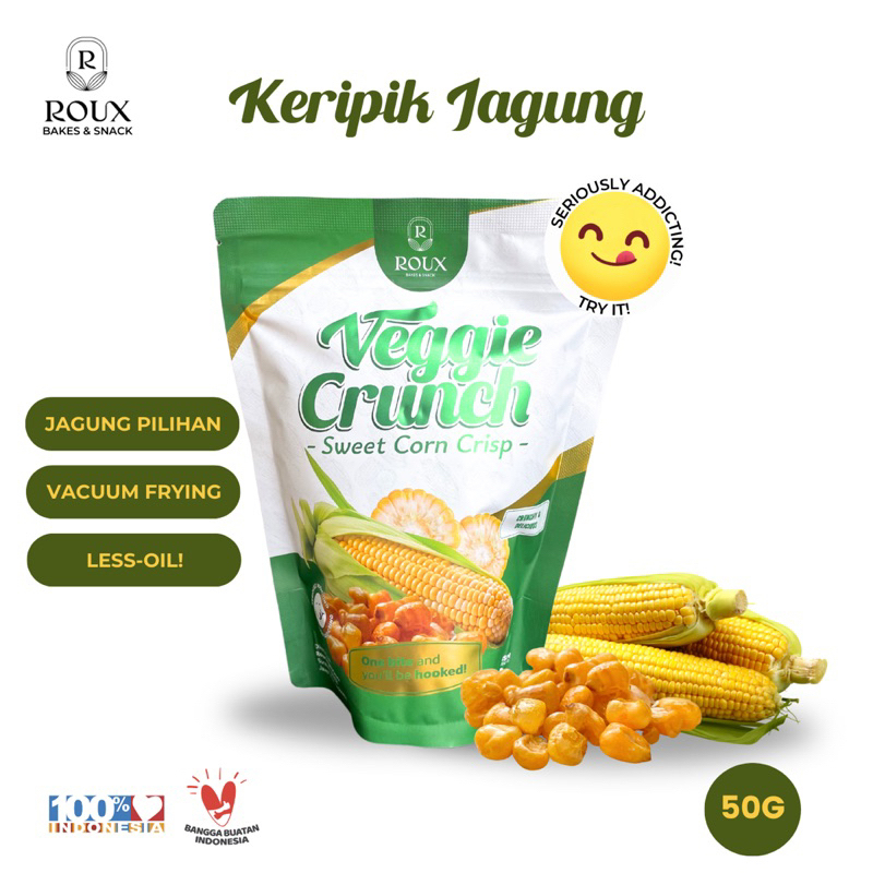 

Roux Veggie Crunch Keripik Jagung Manis 50g Premium Enak Sehat Crispy Renyah Gurih Healthy Snack