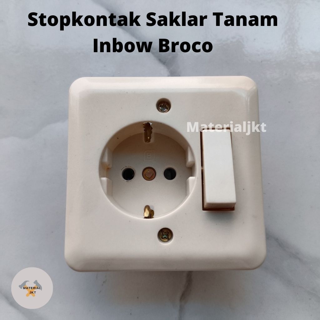 STOPKONTAK Saklar BROCO Inbow 1 LUBANG SEGI ARDE OUTBOW OB BROCO Broko tanam Tanem Tembok kayu stop 