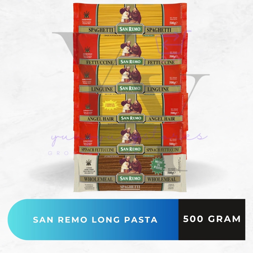 

San Remo Long Pasta Spaghetti / Spinach Fettuccine / Angel Hair / Linguine / Spaghetti Wholemeal 250 / 500 gram