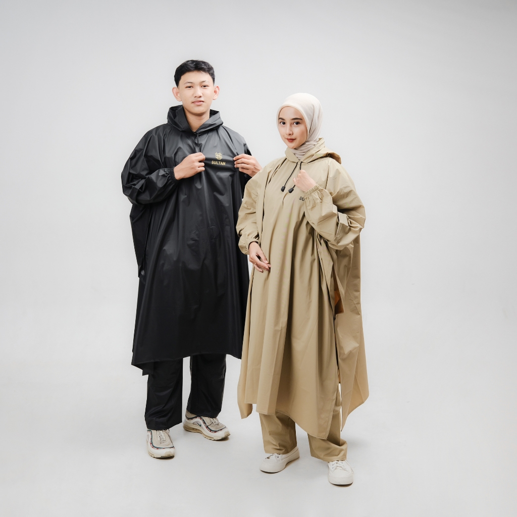 JAS HUJAN SULTAN Setelan JAKET CELANA dan Ponco Kelelawar Tebal Elastik Mantol Motor Batman Langit M