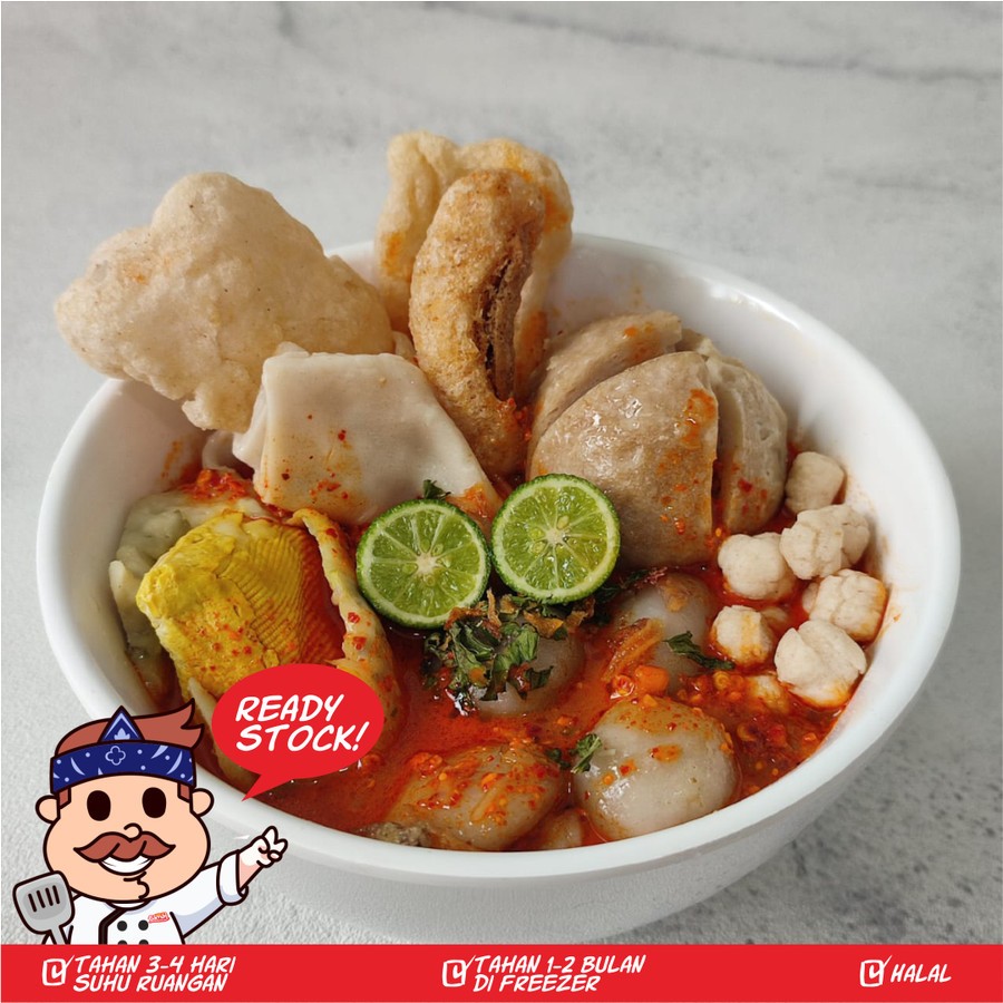 

PAKET KOMPLIT (Bakso Aci,Bakso Daging Cincang,Siomay,Chuankie,B.Tahu)