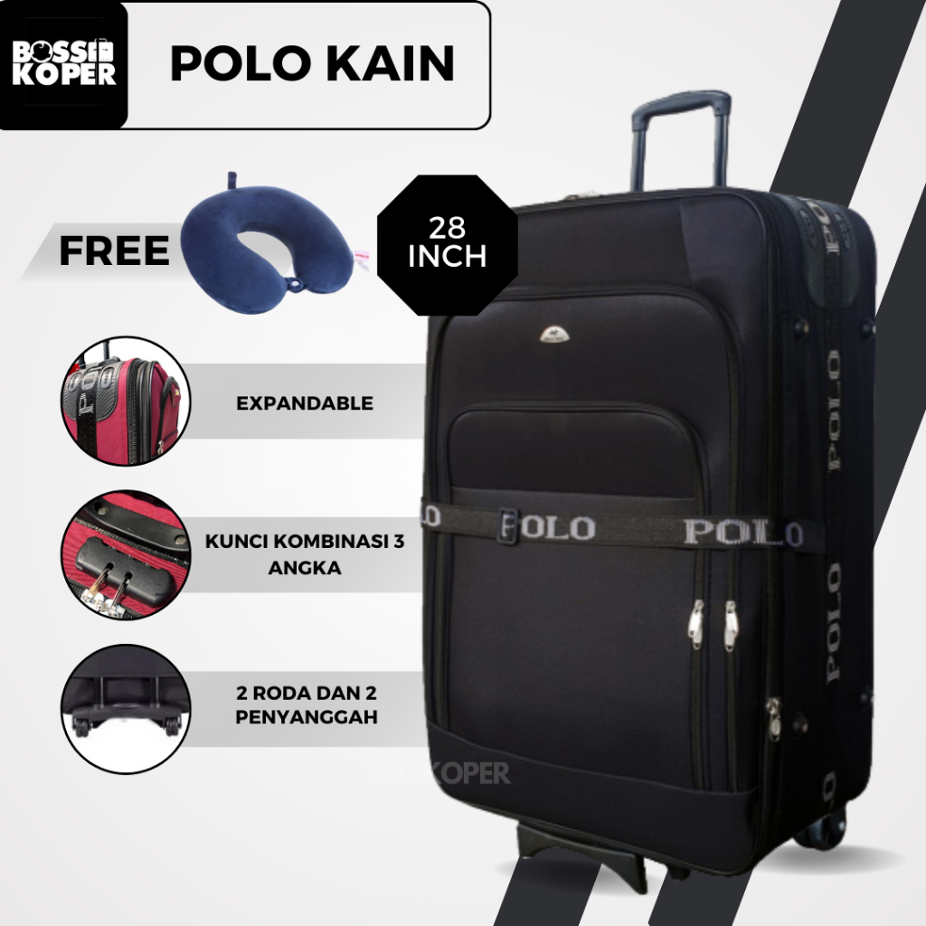 Koper 28 inch Tas Koper Polo Twin ukuran bagasi-polo-kain-wanita-jumbo-murah-besar-roda 2-expandel