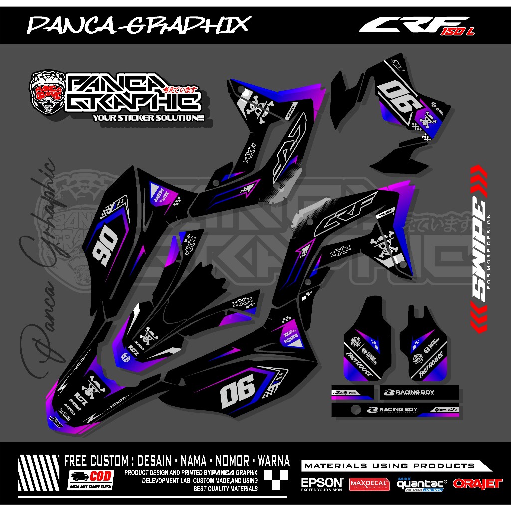 DECAL CRF 150 / STIKER CRF /DECAL CRF / HOLOGRAM / FULL BODY BISA CUSTOM NAMA NOMOR SPONSOR