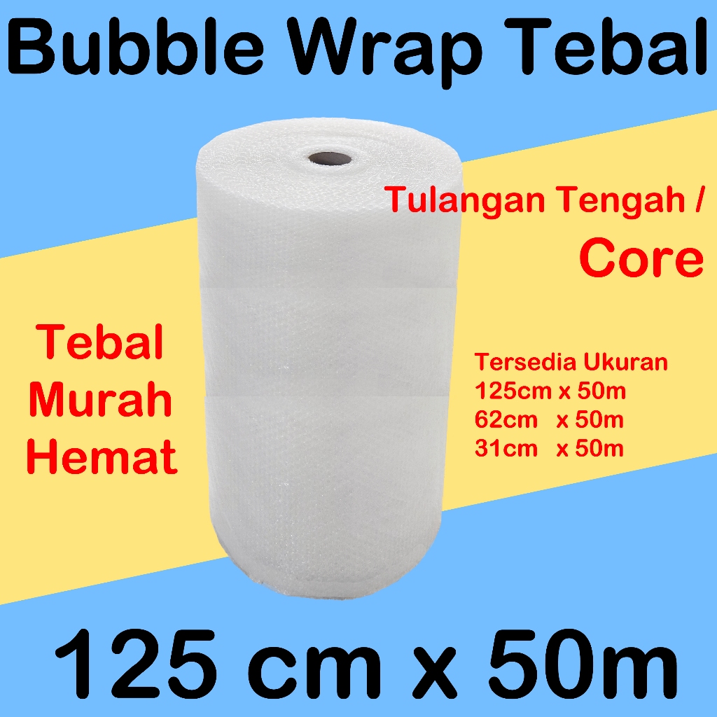 

BUBBLE WRAP Tebal 125cm x 50m Putih Core - Pembungkus Plastik Roll 125 cm x 50 m