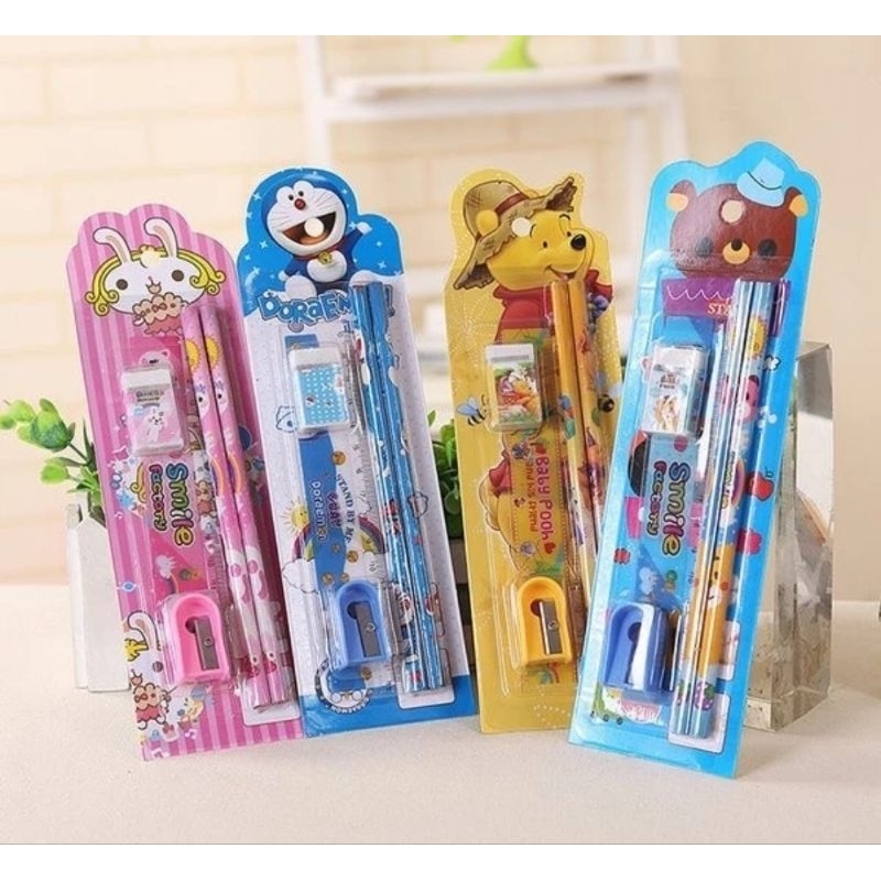 

Set alat tulis karakter kartun set 5 in 1 pensil set anak