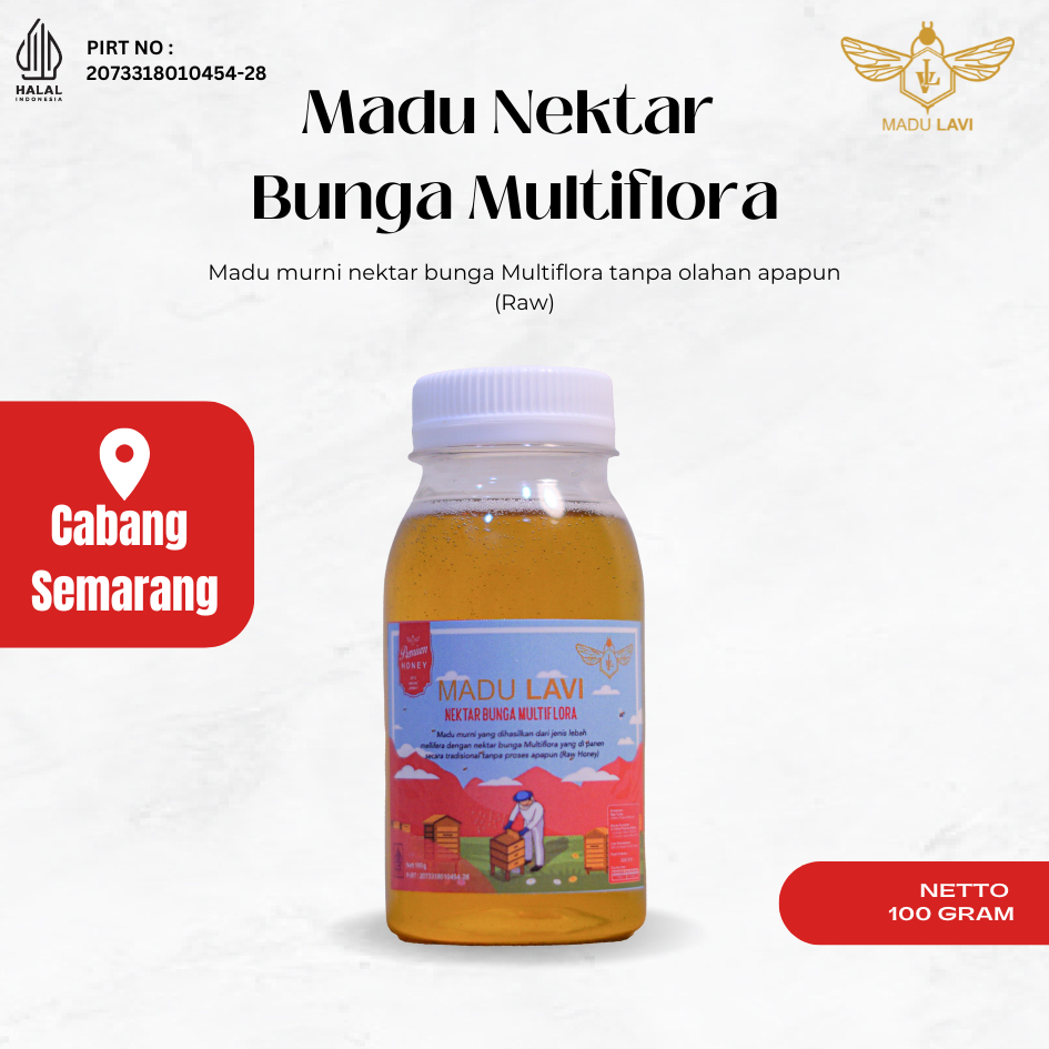 

[Madu Lavi Semarang] Kecil Kecil Berkhasiat Madu dari Nektar Bunga Multiflora kemasan 100 gram