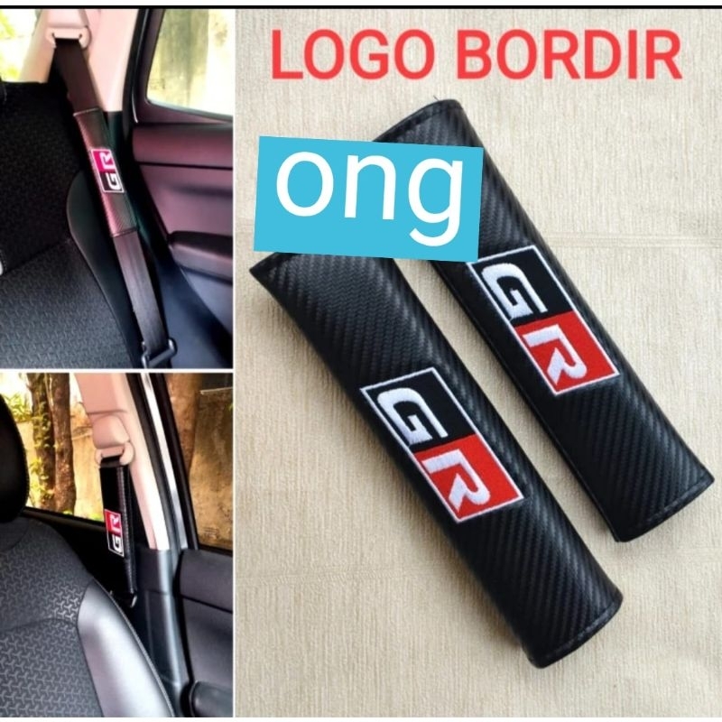 sarung cover seat belt carbon mobil universal toyota logo GR bordiran