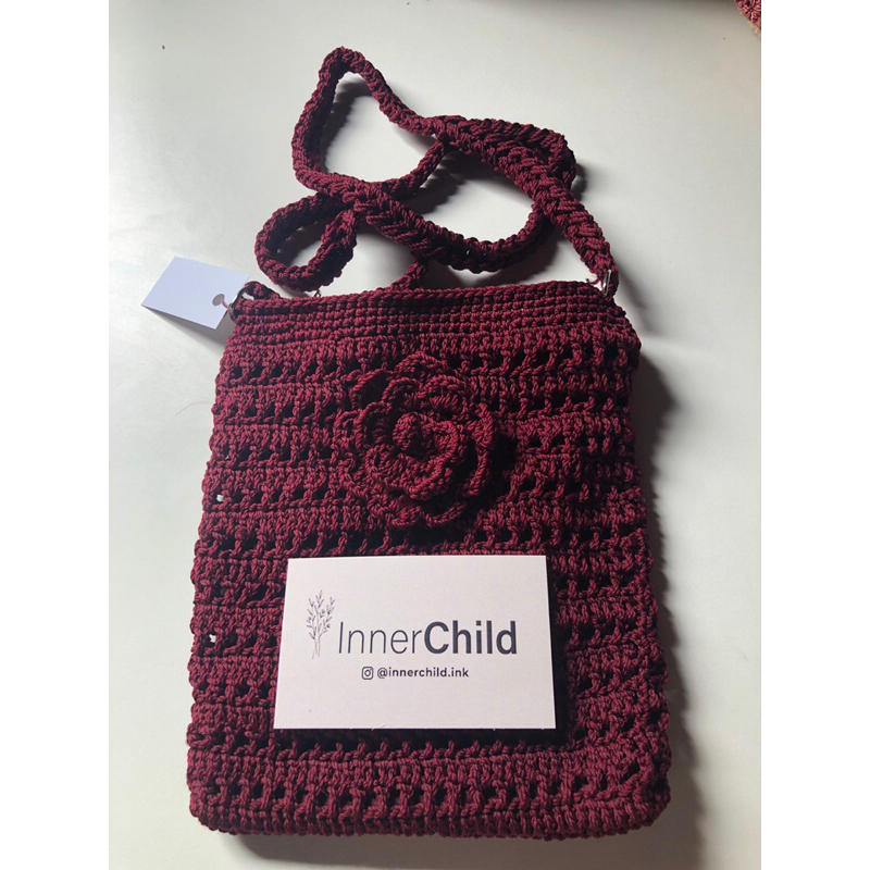 Red Rose Tas Sling Bag Rajut