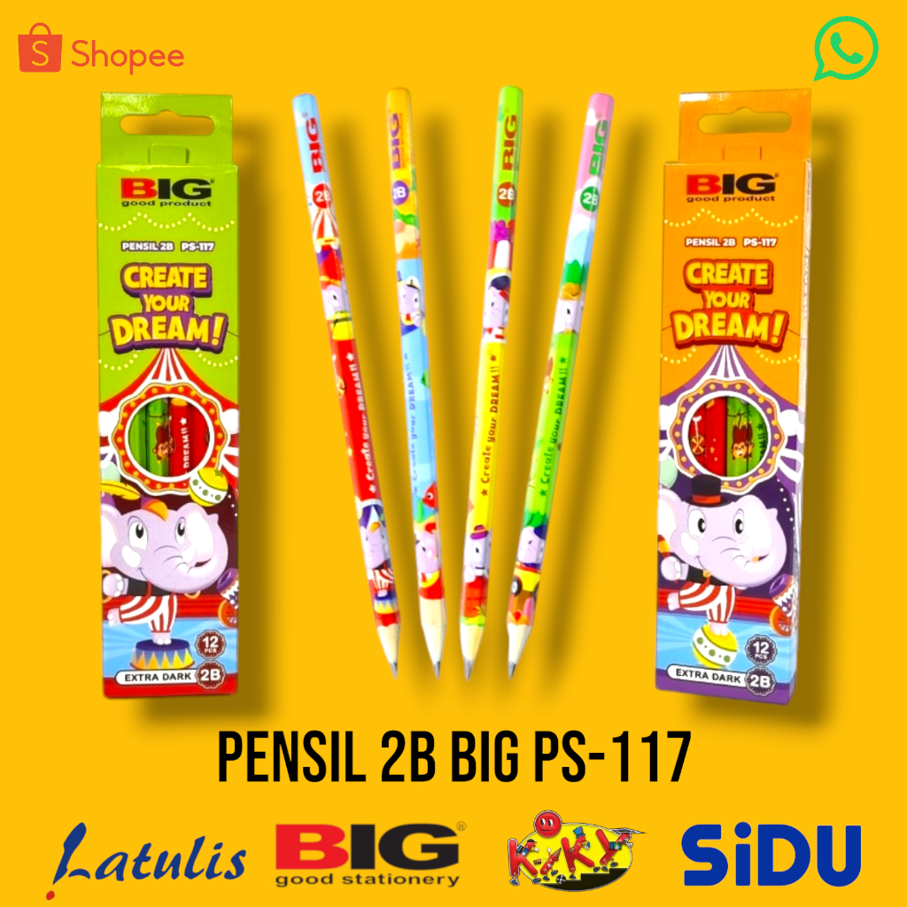 

12 Pcs BIG Pensil 2B Karakter Seri Bum Elephant Graphite Pencil Extra Dark PS-117
