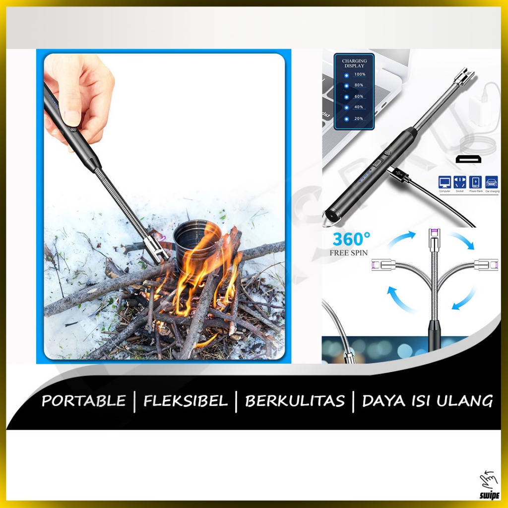 Pematik Kompor V2 Premium Korek Api Elektrik Lighter USB Cas Pemantik Electric Mancis Kompor Lilin