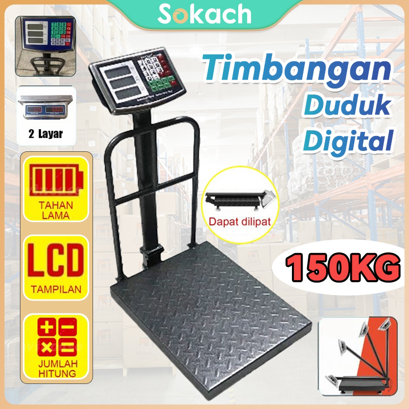 COD&Garansi Timbangan Duduk Digital kapasitas Stainless Double Display 100kg-300kg Electrik Platform