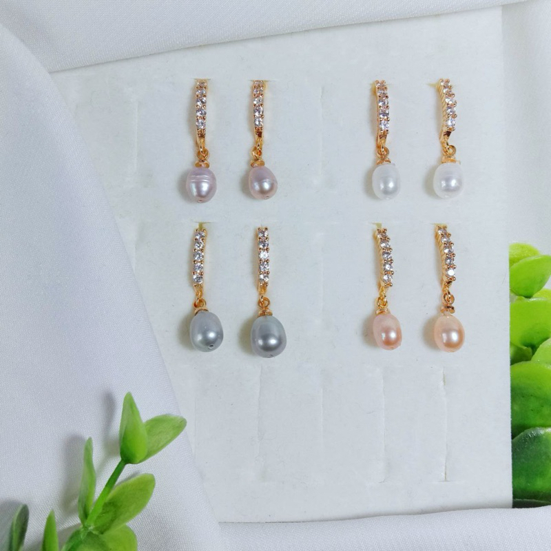 Anting lapis emas mutiara air tawar asli lombok Anting anting wanita Anting mutiara lombok asli Anti