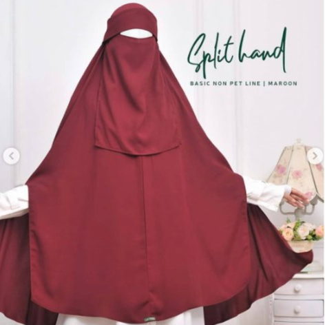 Khadijah Indonesia - Khimar Basic | Non Pet Line Split Hand S | 3in1 | Hijab Syar'i Wanita Muslimah