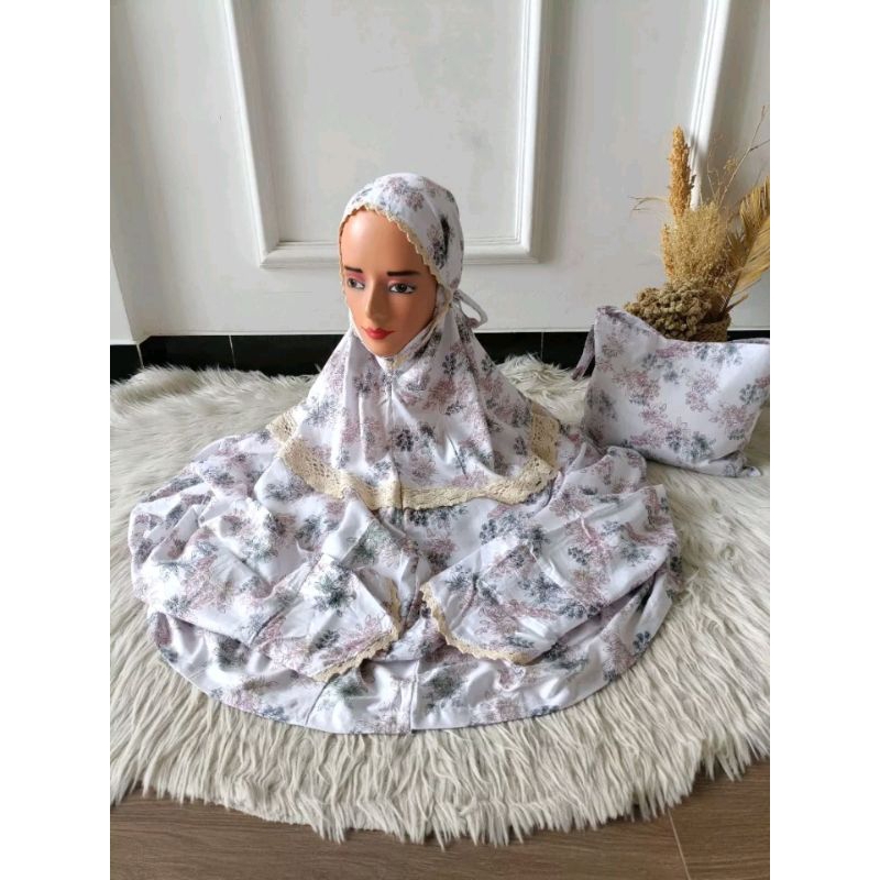mukena rayon printing super jumbo lanjuran