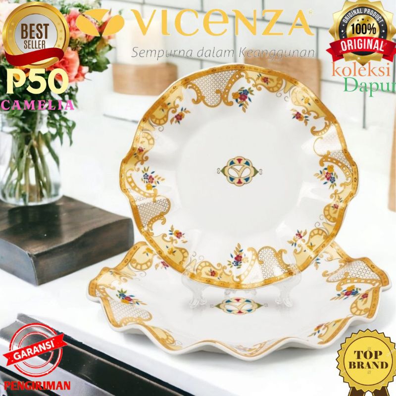 Piring saji berkapasitas besar tipe Maureen wadah saji untuk masakan kering & berkuah, design ‘emas’