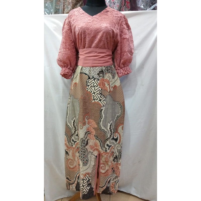 jual dress brokat batik long dress elegan terbaru model  terbaru