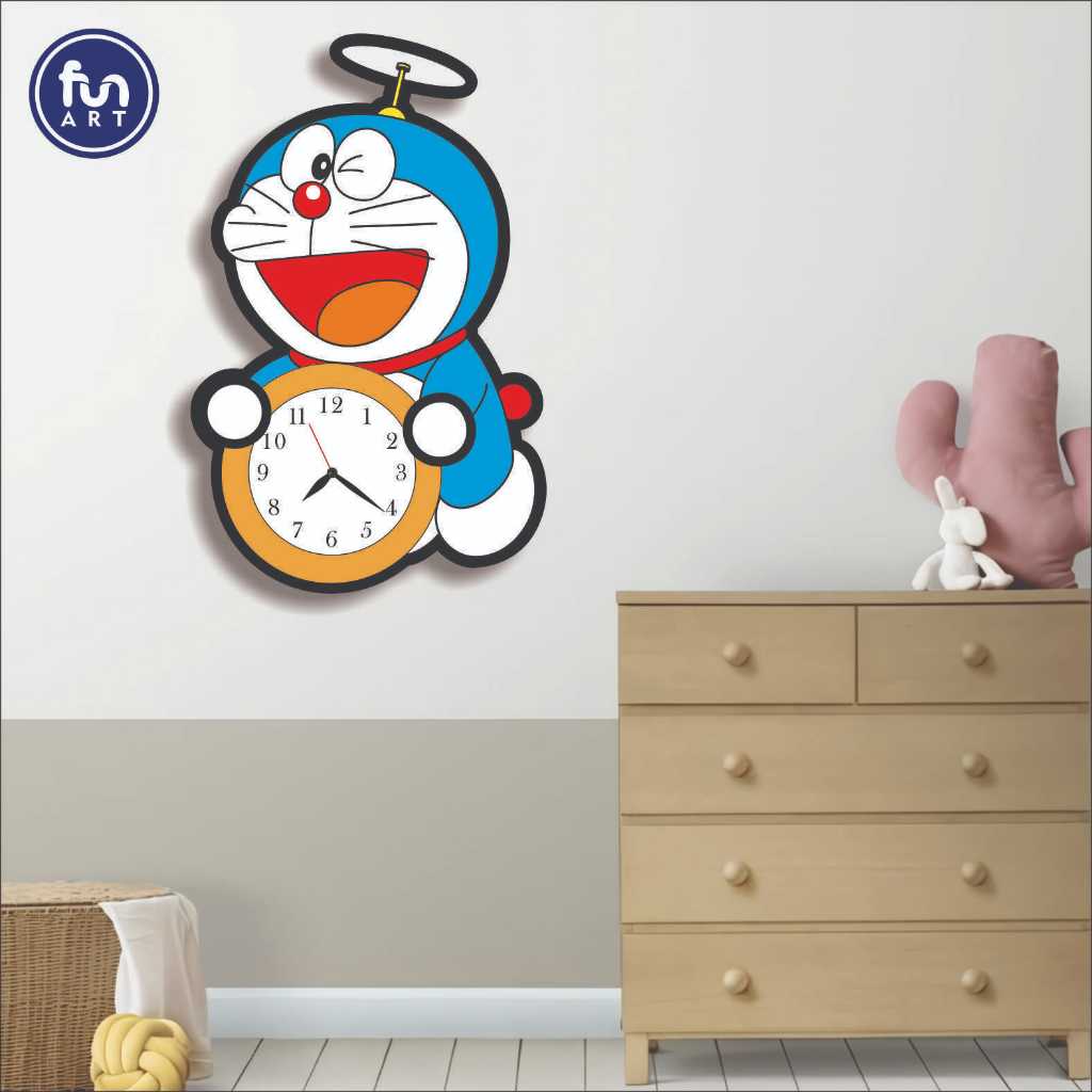JAM DINDING UNIK KARAKTER DORAEMON / JAM DINDING KARAKTER LUCU / HIASAN DINDING KAMAR DORAEMON F13