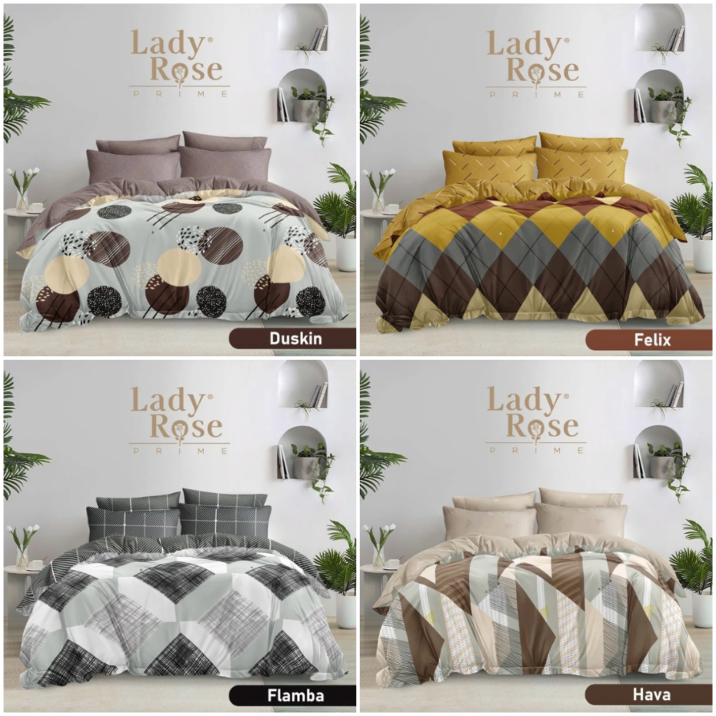 Bedcover Lady Rose King Size 180 x 200 ( 6 kaki ) Motif Minimalis 1