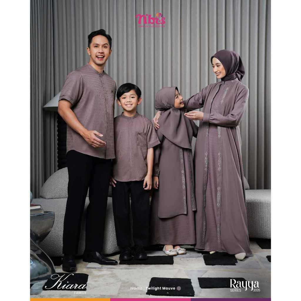 SARIMBIT NIBRAS KIARA TWILIGHT MAUVE FAMILY SERIES GAMIS BAJU BUSANA MUSLIM IBU WANITA ANAK PEREMPUA