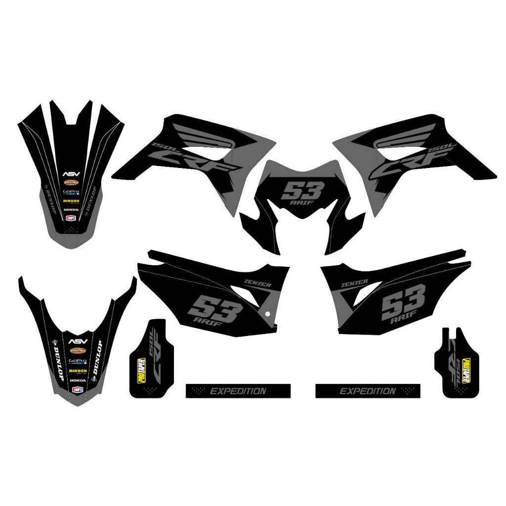 Decal CRF 150L Stiker Motor Crf 150l Full Body MOTIF hitam abu