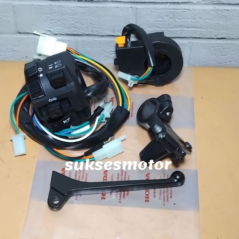 saklar set kiri kanan dan handle rem + dudukan spion kanan motor honda supra tromol supra fit old