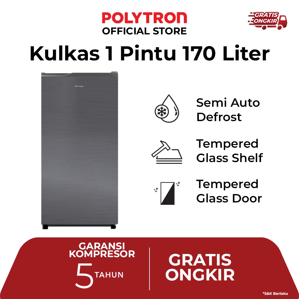 POLYTRON Kulkas 1 Pintu Belleza 170 Liter PRA 17ZS