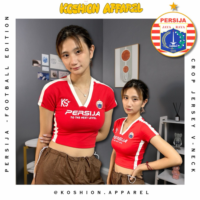 Football Edition Crop Jersey PERSIJA Jakarta  - Crop Body Fit Dari BKK , Crop Jersey bahan Cotton le